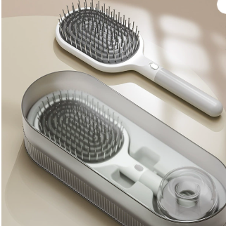 Premium Self Cleaning Hair Brush Set With Stand Anti Static Detangling & Scalp Massage Paddle Brushes & Combs