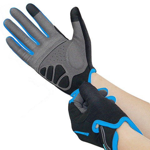 M Blue Unisex Full Finger Cycling Padded Shock Absorbing & Anti Slip Grip For Mtb Road Biking Gloves