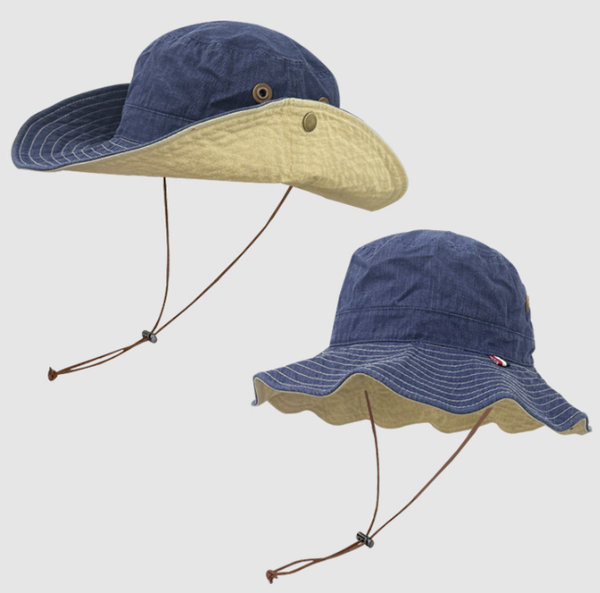 Blue Wide Brim Outdoor Cowboy Sun Hat Adjustable & Breathable For Hiking Fishing And Camping Hats & Headwear