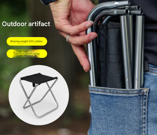 Small Grey Ultralight Portable Folding Camping Stool Compact Aluminum Chair Camping Chairs