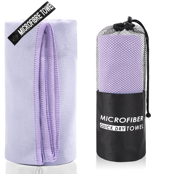 2 Piece Light Purple Quick Dry Microfiber Sports Towel With Travel Case Compact & Absorbent For Gym Swimming Camping Towels & Washcloths