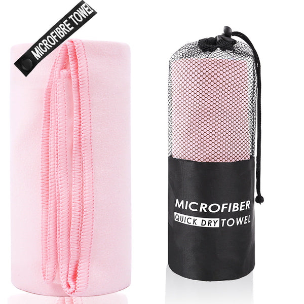 2 Piece Light Pink Quick Dry Microfiber Sports Towel With Travel Case Compact & Absorbent For Gym Swimming Camping Towels & Washcloths