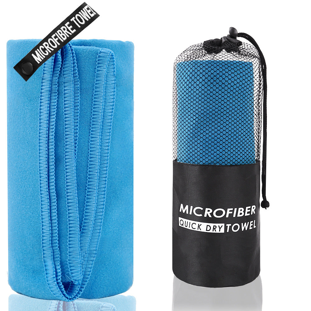 2 Piece Blue Quick Dry Microfiber Sports Towel With Travel Case Compact & Absorbent For Gym Swimming Camping Towels & Washcloths
