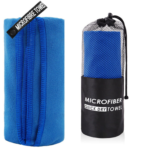 2 Piece Dark Blue Quick Dry Microfiber Sports Towel With Travel Case Compact & Absorbent For Gym Swimming Camping Towels & Washcloths