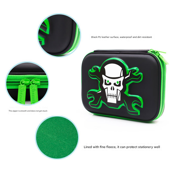 Green 3D Mosaic Eva Hard Shell Pencil Case Large Capacity Cartoon Stationery Box For Kids Pencil Cases