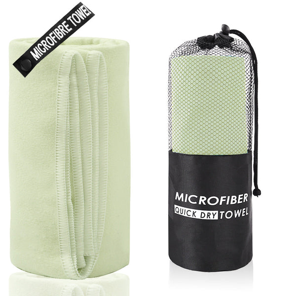 2 Piece Beige Yellow Quick Dry Microfiber Sports Towel With Travel Case Compact & Absorbent For Gym Swimming Camping Towels & Washcloths