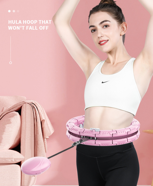 White 24 Sections Adjustable Smart Hula Hoop With Weighted Ball Never Fall Fitness Ring With Massage Nodes For Core Training Hula Hoops