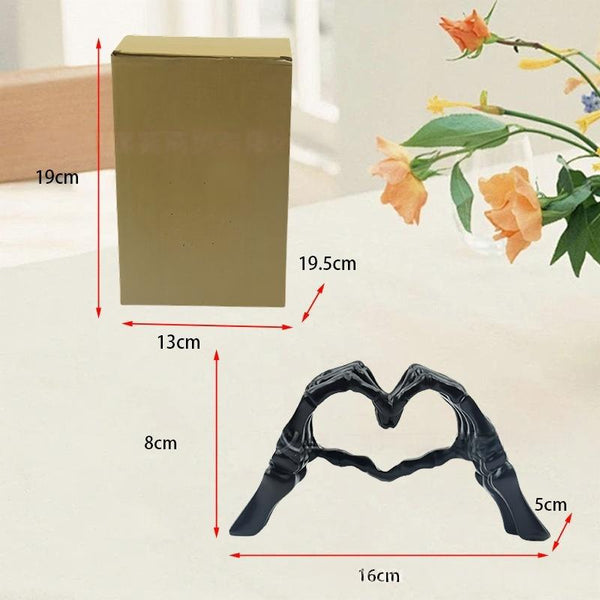 White Gothic Skeleton Hands Heart Sculpture Macabre Love Figurine For Home & Halloween Decor Seasonal Decorations