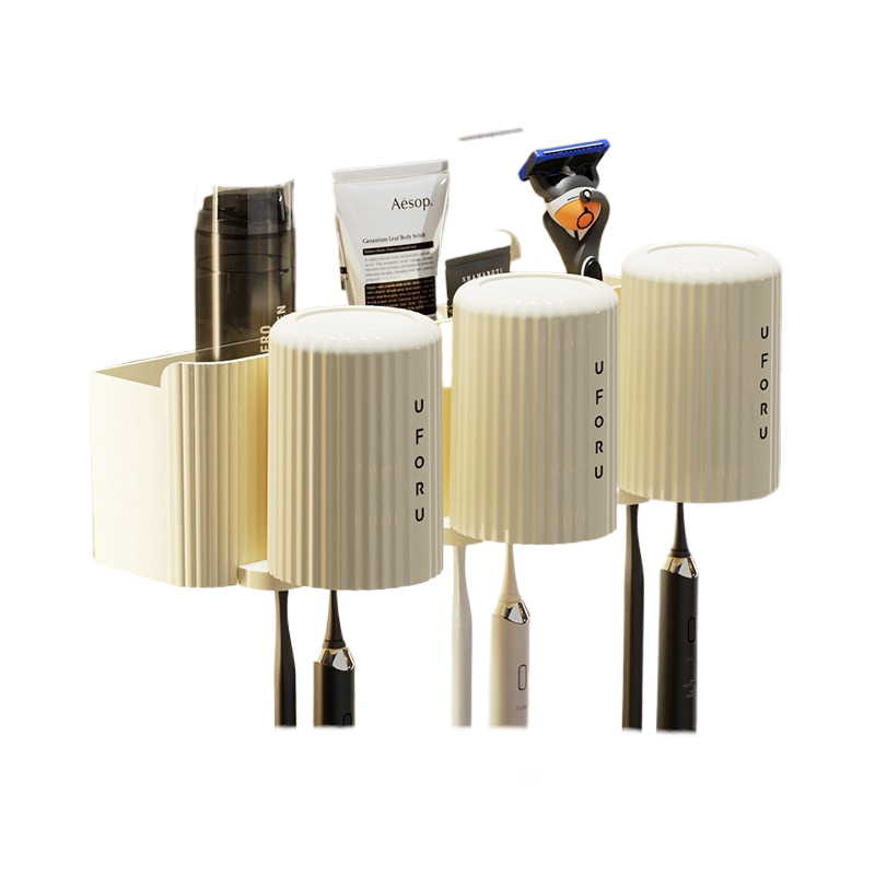 Elosung Cream White+Cream Toothed Brush Holder (3 Pack) 20Cm * 11.5Cm 11Cm Tumblers & Toothbrush Holders