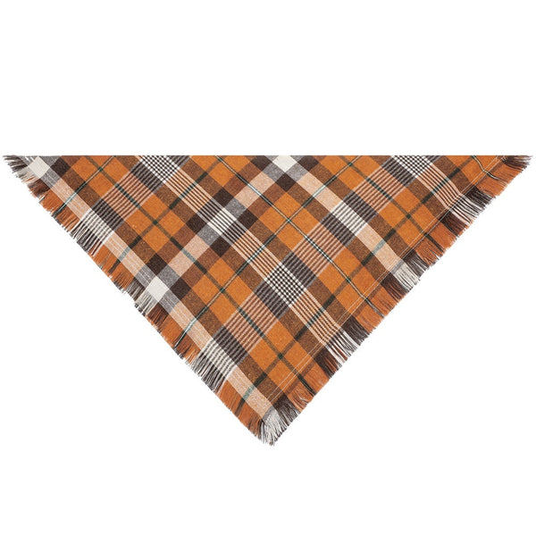 Orange Tartan S 55X38x38cm Thanksgiving Plaid Dog Bandana 2 Pack Festive Tassel Triangle Scarf For Pets Dog Clothing & Shoes
