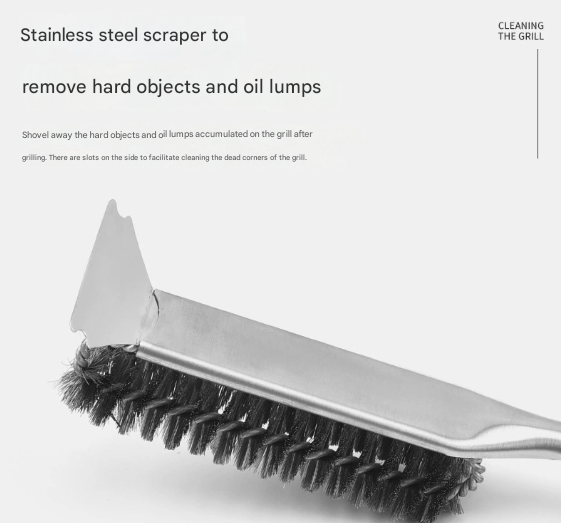 Plastics Handle Heavy Duty Bbq Grill Brush Stainless Steel Wire Cleaner With Scraper For Effortless Grate Cleaning Parts & Accessories
