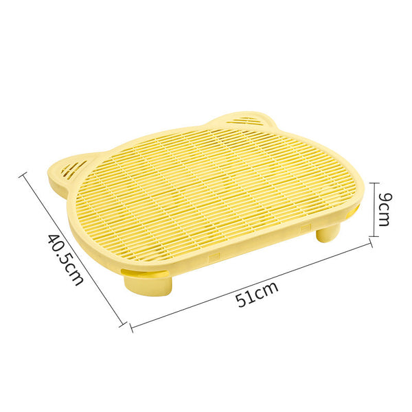 Yellow Elevated Trapping Mat Dual Layer Scatter Control Tray With Grate Cat Litter