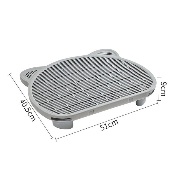 Grey Elevated Trapping Mat Dual Layer Scatter Control Tray With Grate Cat Litter