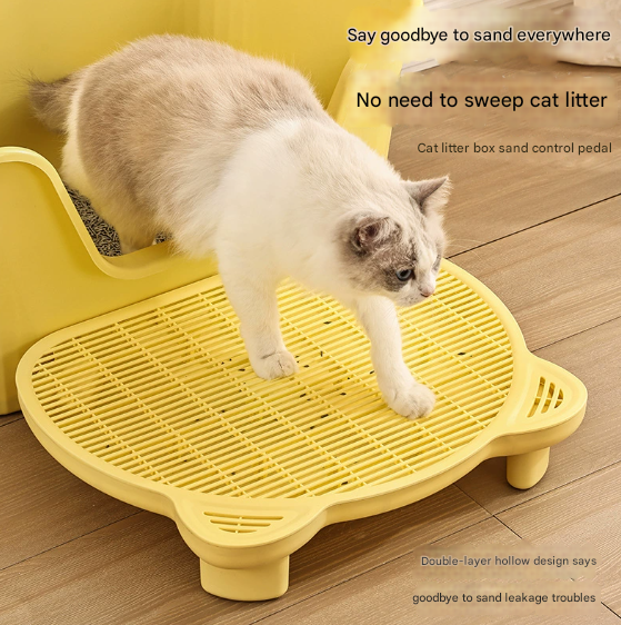 Grey Elevated Trapping Mat Dual Layer Scatter Control Tray With Grate Cat Litter