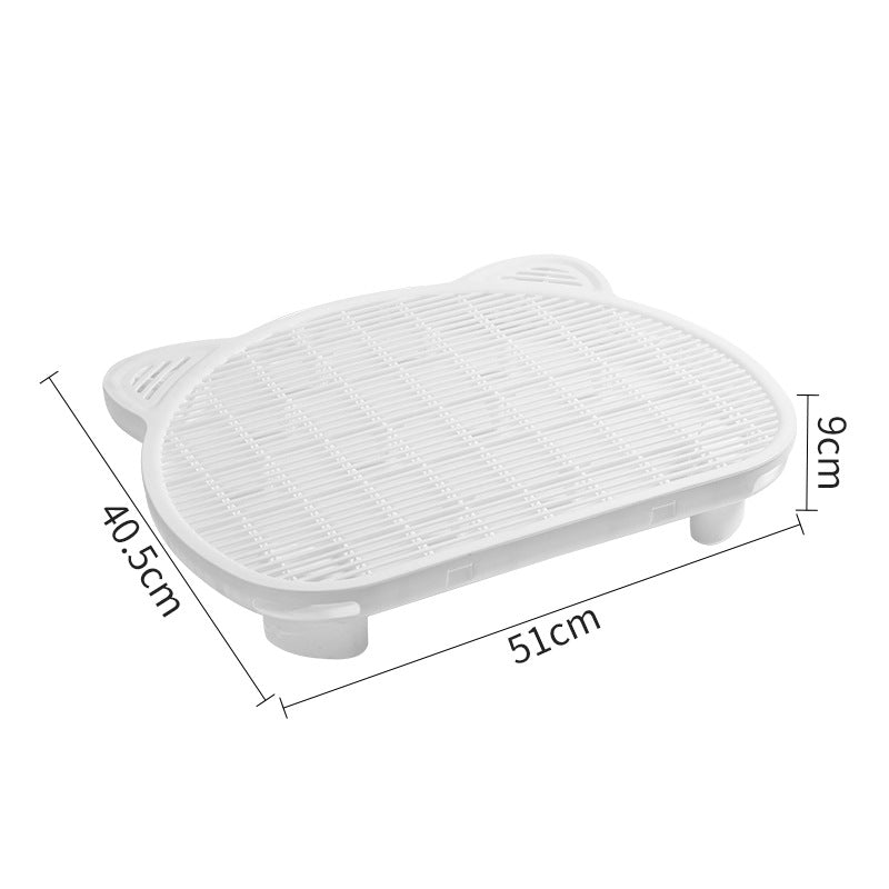 White Elevated Trapping Mat Dual Layer Scatter Control Tray With Grate Cat Litter