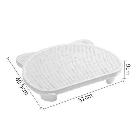 White Elevated Trapping Mat Dual Layer Scatter Control Tray With Grate Cat Litter