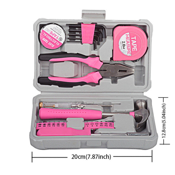Compact 24 Piece Pink Tool Kit Essential Household Diy Set For Ladies Other Home Décor