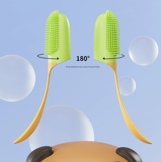 Yellow 5 Pack Pet Finger Toothbrush Set For Dogs & Cats Soft Silicone Dental Care Brush Healthy Gums Teeth Oral Hygiene