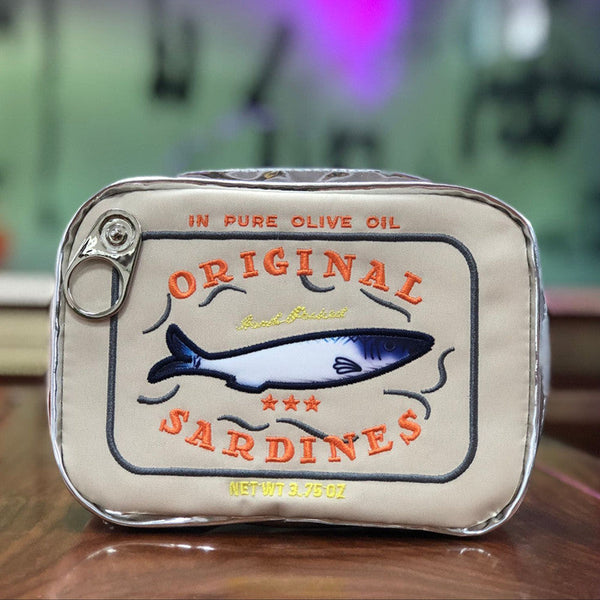 Beige Quirky Sardine Tin Novelty Clutch Fun Pu Leather Makeup & Accessory Pouch Makeup Bags & Cases