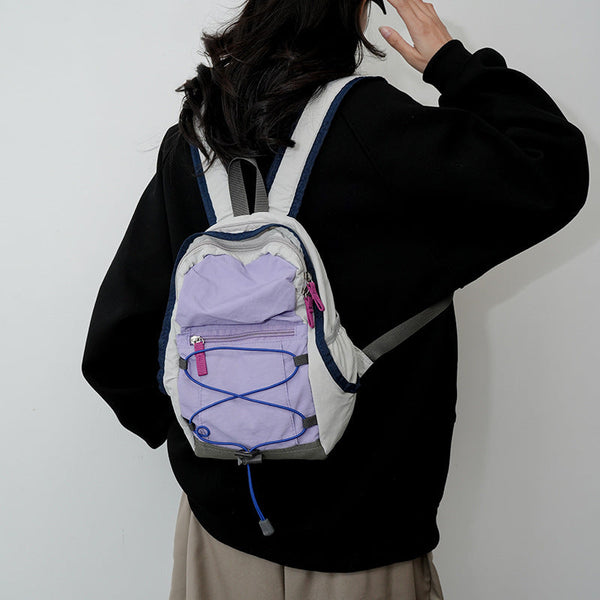 Purple Mini Lightweight Drawstring Backpack For Women Small Casual Travel Daypack Women Backpacks