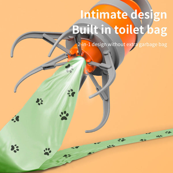 Orange And Grey Hygienic Portable Dog Pooper Scooper With Integrated Bag Dispenser Pooper Scooper & Bags