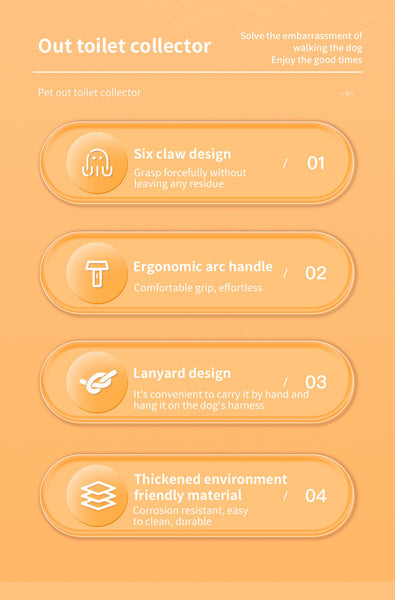 Orange And Grey Hygienic Portable Dog Pooper Scooper With Integrated Bag Dispenser Pooper Scooper & Bags