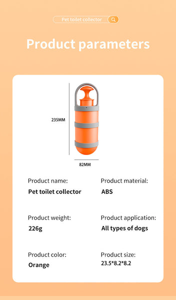 Orange And Grey Hygienic Portable Dog Pooper Scooper With Integrated Bag Dispenser Pooper Scooper & Bags