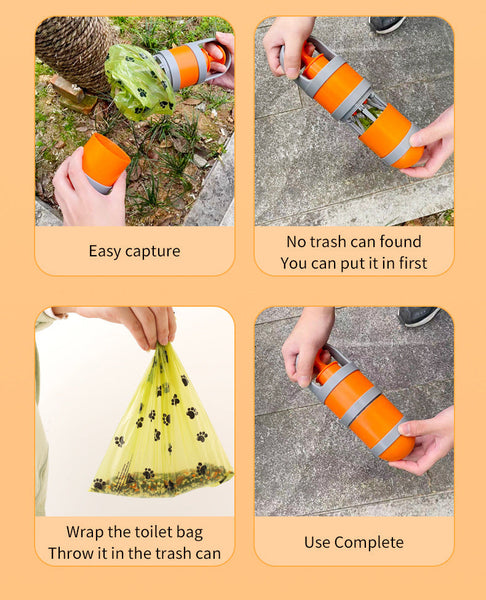 Orange And Grey Hygienic Portable Dog Pooper Scooper With Integrated Bag Dispenser Pooper Scooper & Bags