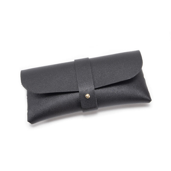 Black Chic & Sleek Pu Leather Soft Eyeglass Case Protective Pouch For Reading Glasses Sunglasses