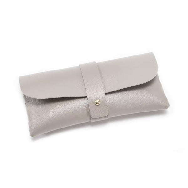 Grey Chic & Sleek Pu Leather Soft Eyeglass Case Protective Pouch For Reading Glasses Sunglasses