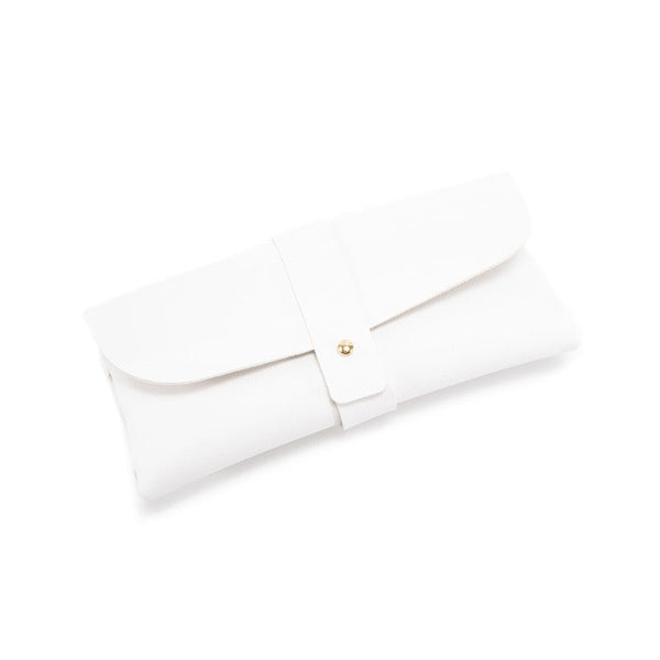 White Chic Sleek Pu Leather Soft Eyeglass Case Protective Pouch For Reading Glasses Sunglasses