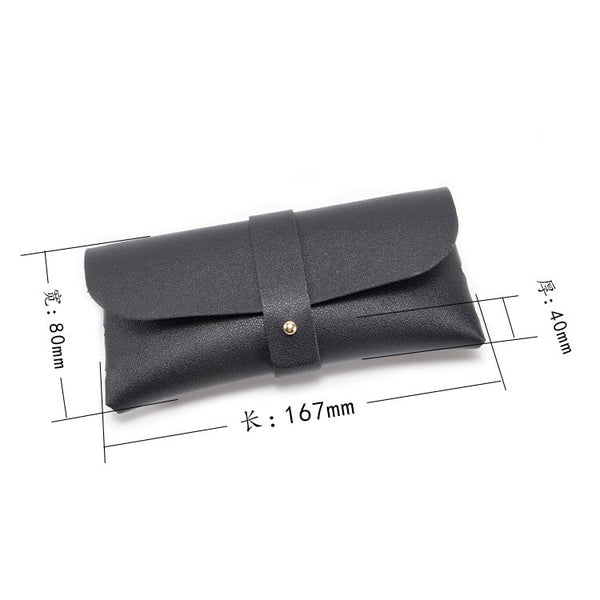White Chic Sleek Pu Leather Soft Eyeglass Case Protective Pouch For Reading Glasses Sunglasses