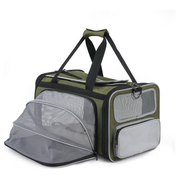 Olive Green Lightweight Foldable Pet Carrier With Straps Small Animal Supplies