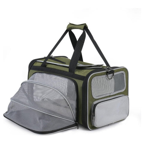 Olive Green Lightweight Foldable Pet Carrier With Straps Small Animal Supplies