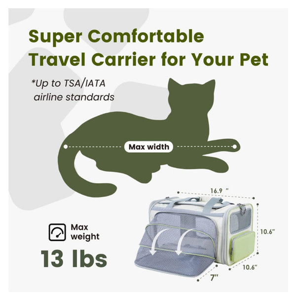 Blue Lightweight Foldable Pet Carrier With Straps Small Animal Supplies
