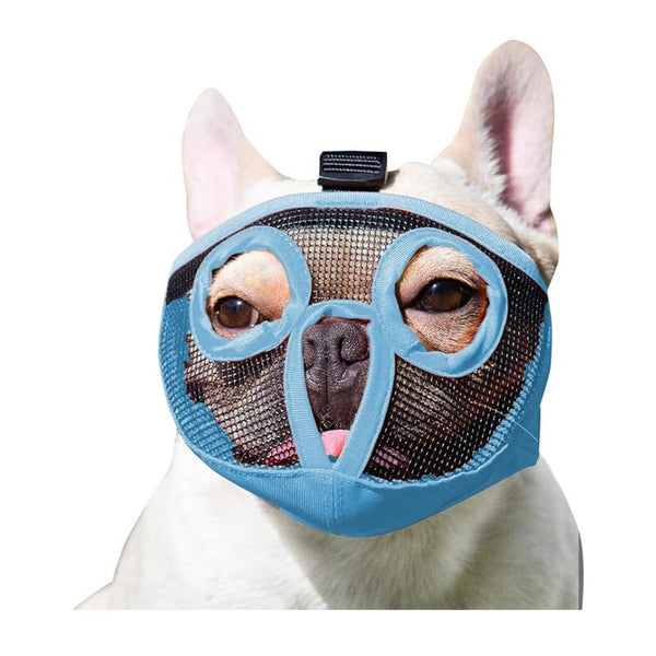 Blue Breathable Mesh Dog Muzzle For Short Nosed Breeds(Size L) Muzzles
