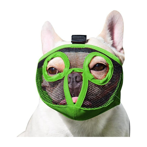Green Breathable Mesh Dog Muzzle For Short Nosed Breeds(Size L) Muzzles