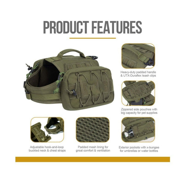 Black Durable Dog Saddle Bag Harness For Outdoor Adventures Small Animal Supplies