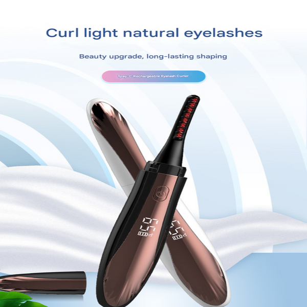 White Professional Electric Heated Eyelash Curler 4 Temperature Settings Led Display Usb Rechargeable For Perfectly Curled Lashes Eyelash Tools