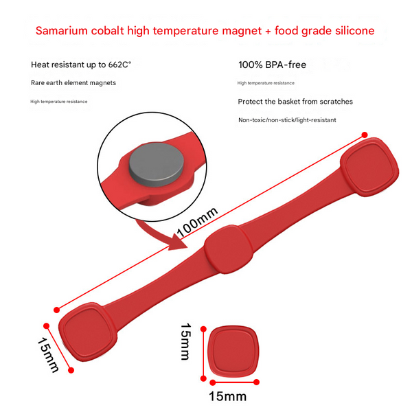 4Piece Red Small Flower Magnetic Silicone Clips Food Grade High Temperature Air Fryer Paper Liner Holders Air Fryer Accessories