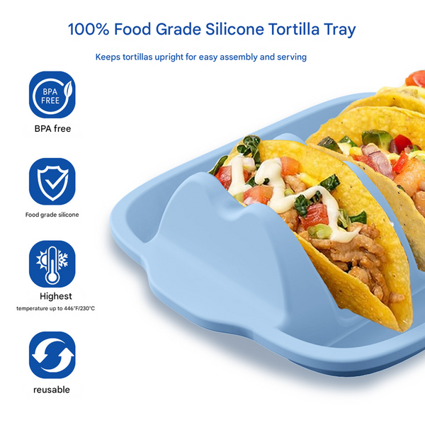 White Silicone Taco Holder Tray Creative Non Slip Corn Serving Rack With 4 Compartments Trays