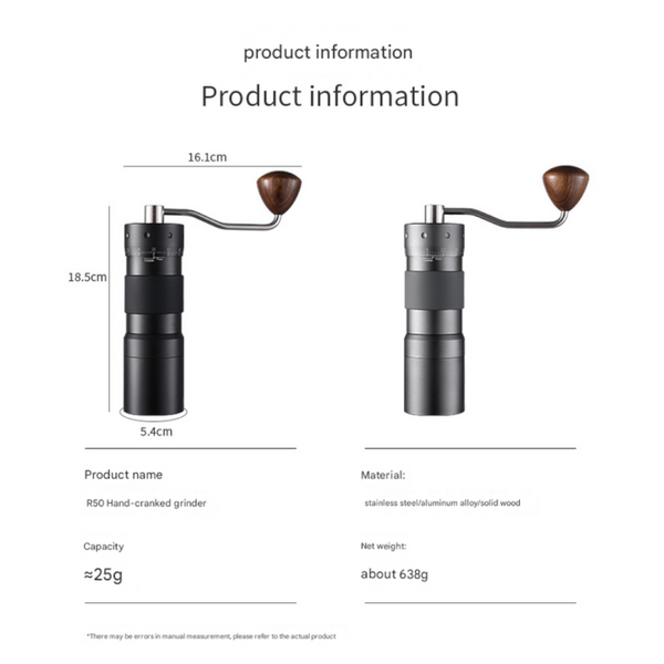 Grey Premium 7 Star Manual Coffee Grinder Portable Bean Mil(R50pro) Coffee Grinders