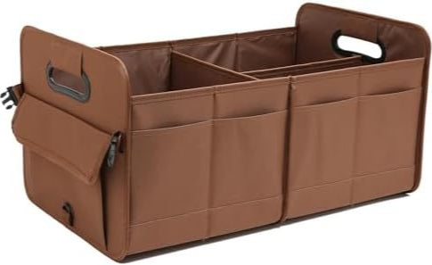 Brown Car Storage Box Foldable Waterproof Trunk Organizer Car Organisers