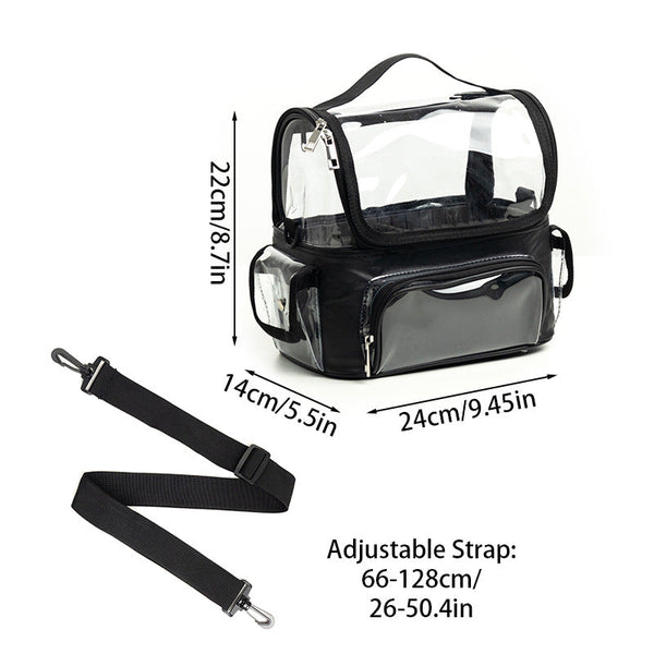 Black Professional Clear Makeup Case Portable Pvc Cosmetic Organizer With Adjustable Dividers & Shoulder Strap Other Makeup Tools & Accs.