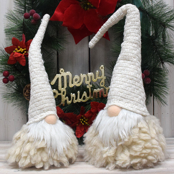 Off White Charming Handcrafted Christmas Gnome Nordic Tomte Plush Figurine For Holiday Decor Small 11*11*36Cm Seasonal Decorations