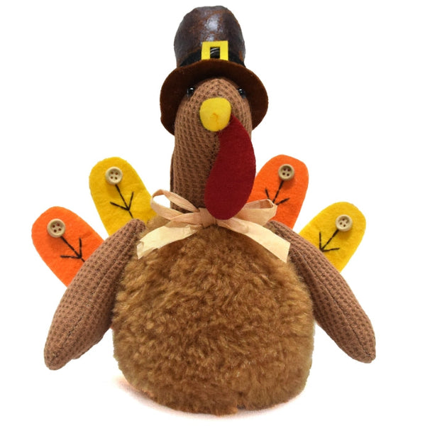 Brown Charming Thanksgiving Turkey Plush Rustic Autumn Harvest Tabletop Decor Figurine Seasonal Decorations