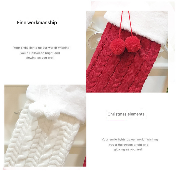 Red Large Cable Knit Christmas Stocking Classic 43Cm Holiday Decor For Fireplace Hanging Seasonal Decorations