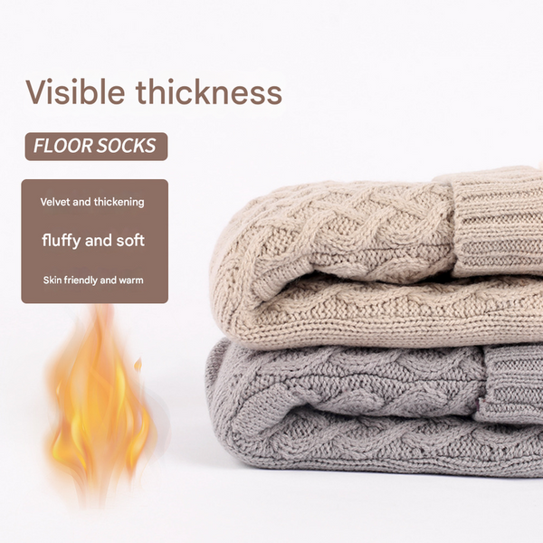 Grey Women's Cozy Cable Knit Slipper Socks Plush Fleece Lined Thermal With Non Slip Grips Womens Socks