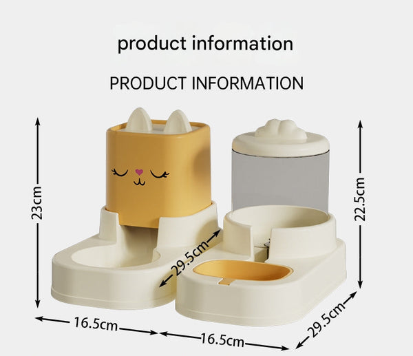 Yellow Automatic Pet Feeder And Water Dispenser Set Large Capacity Gravity Food & Combo For Cats Dogs Dog Automatic Feeders