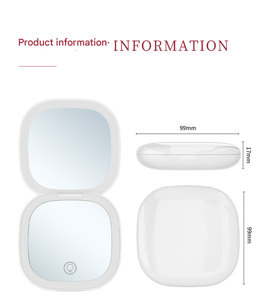 2 Piece Black Portable Led Makeup Mirror Rechargeable Compact With 3 Color Lights & 5X Magnification Makeup Mirrors